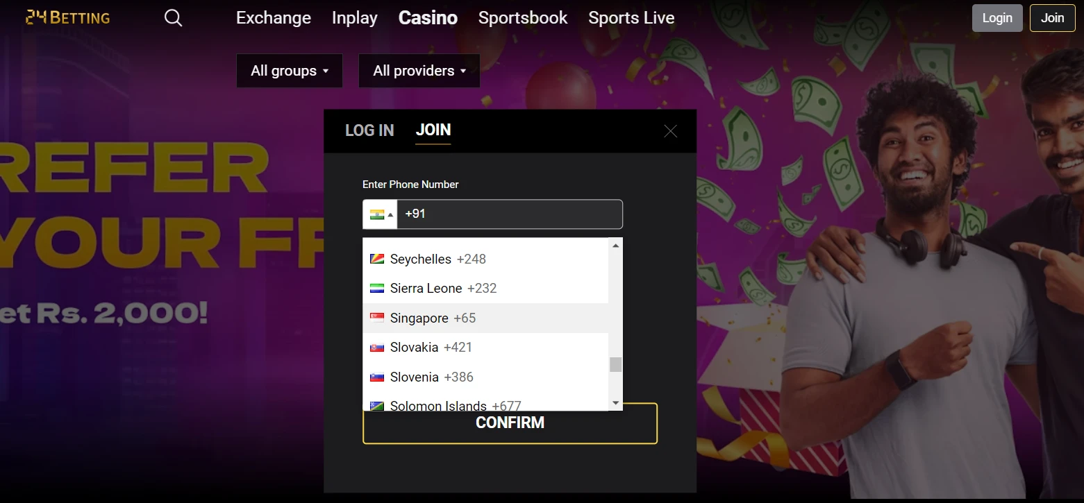 24 betting casino registration